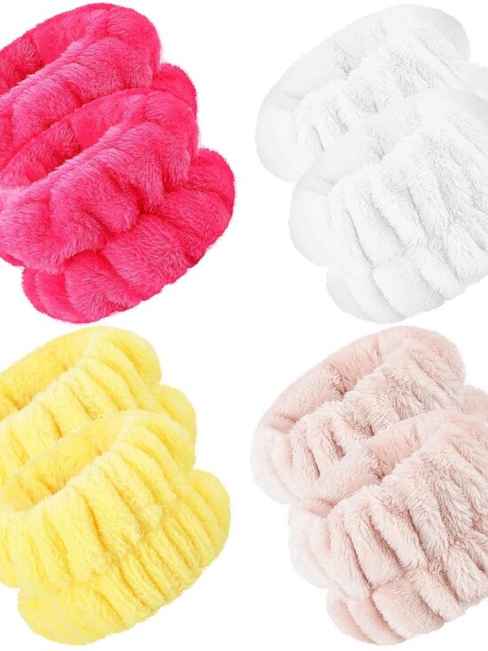 Accessories - 4 Pairs Wrist Bands for Washing Face Wrist Spa Microfiber Wash Towel Band Scrunc
